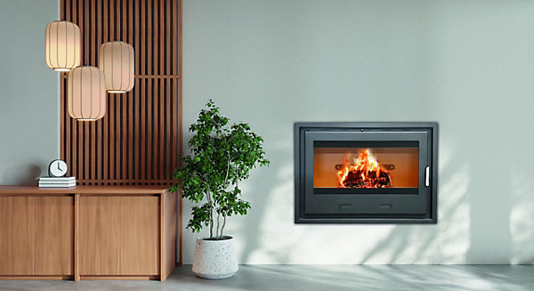 MF - Insert à Bois Amber 100 de 14 kW pour Cassette de Cheminée en Maçonnerie avec Haut Rendement et Chauffage par Convection