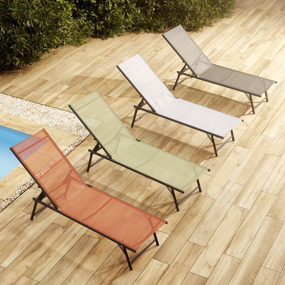 Bain de soleil Dream acier et textilène rouge terracota 179x56xH33cm