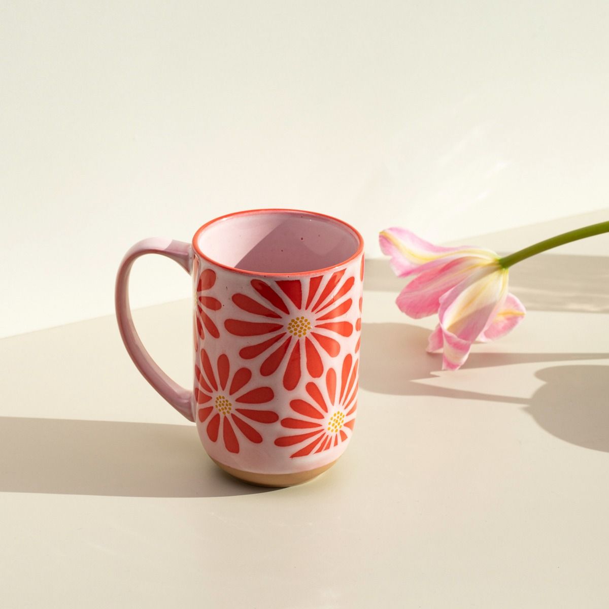 Kubek FABIA wysoki w różowe kwiaty 0,5 l