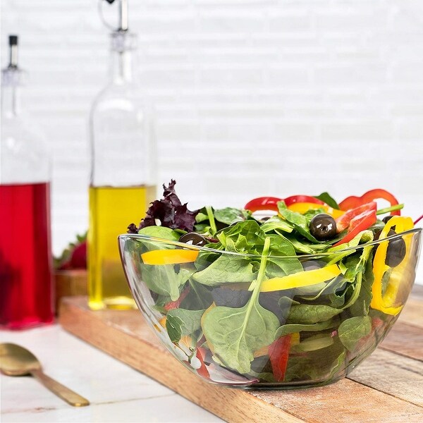 Large Wavy Clear Glass Serving Fruit Bowl - 63.5 oz.