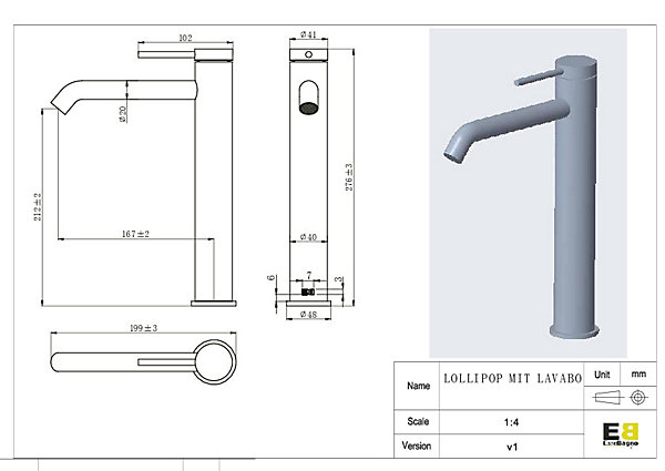 Mitigeur de lavabo gun metal Essebagno Lollipop