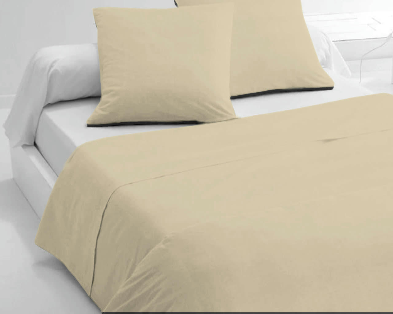 5 - Draps de lit en coton Beige 300x240