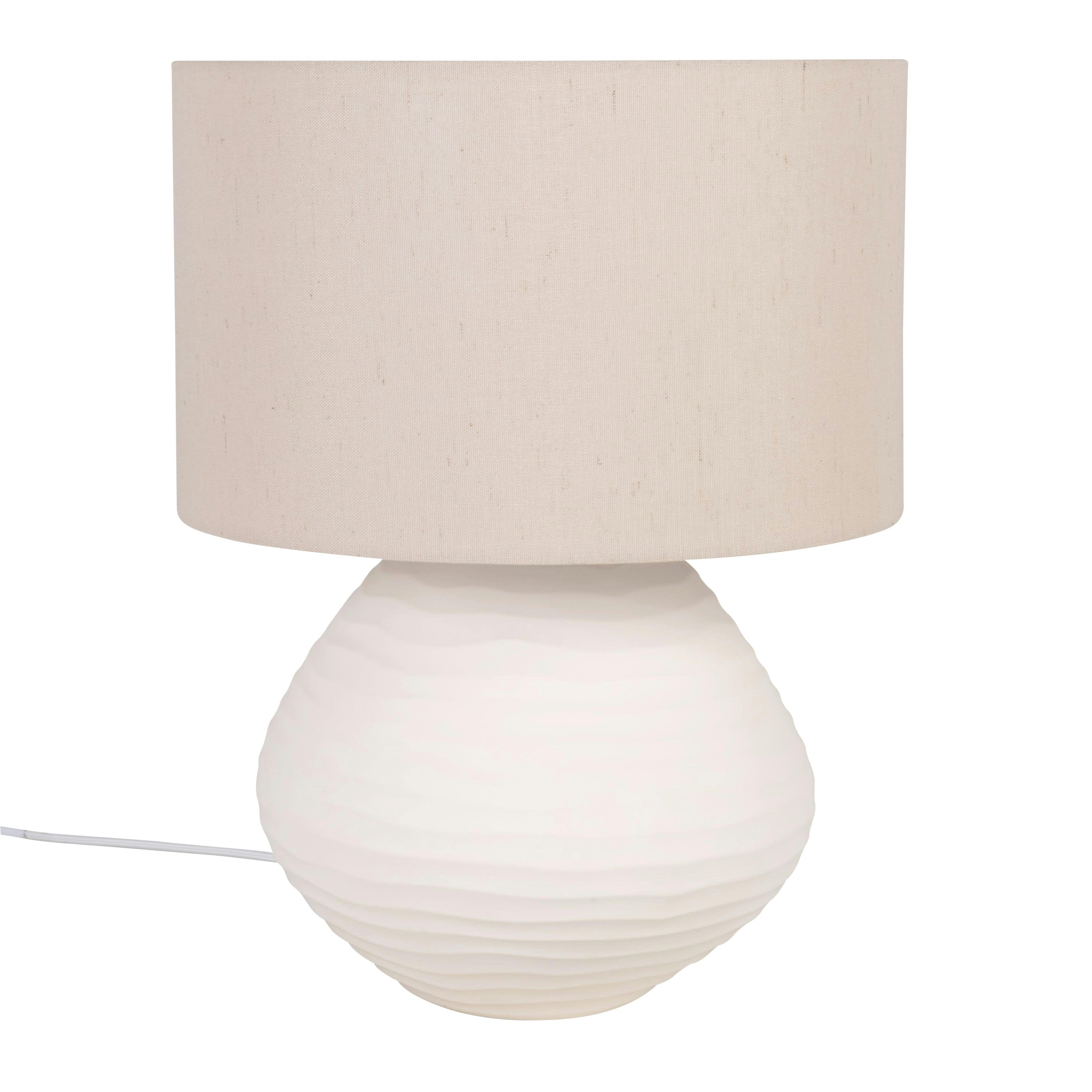 KONYA - Lampe en céramique et abat-jour en polyester recyclé ivoire