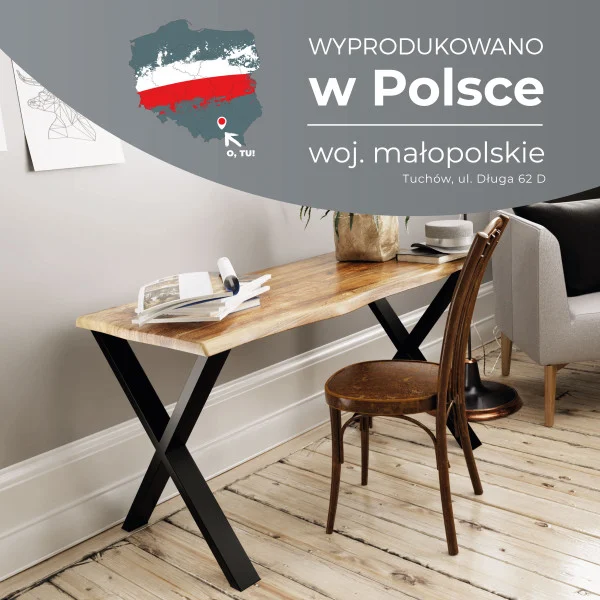 NG007XB 66x70 - Nogi do stołu Loftowe stalowe litera X 2szt. Czarny