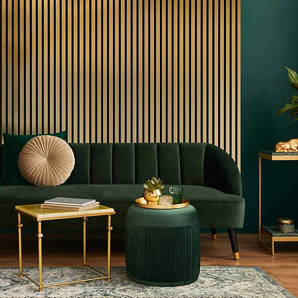 Panneau mural acoustique tasseaux bois 250 x 30 x 1,9 cm - gold/feutrine noir - 0,75m²