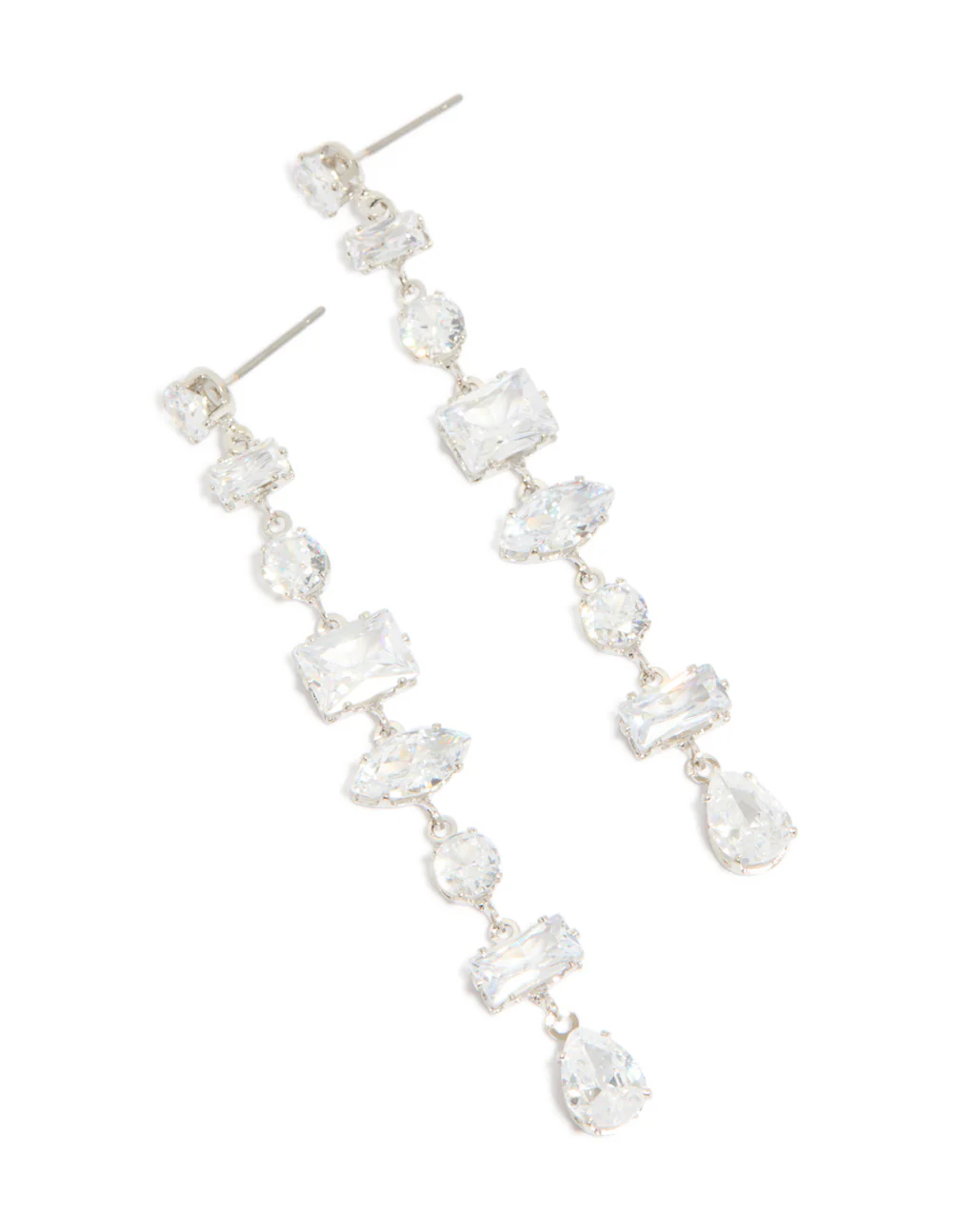 Silver Cubic Zirconia Mixed Drop Earrings
