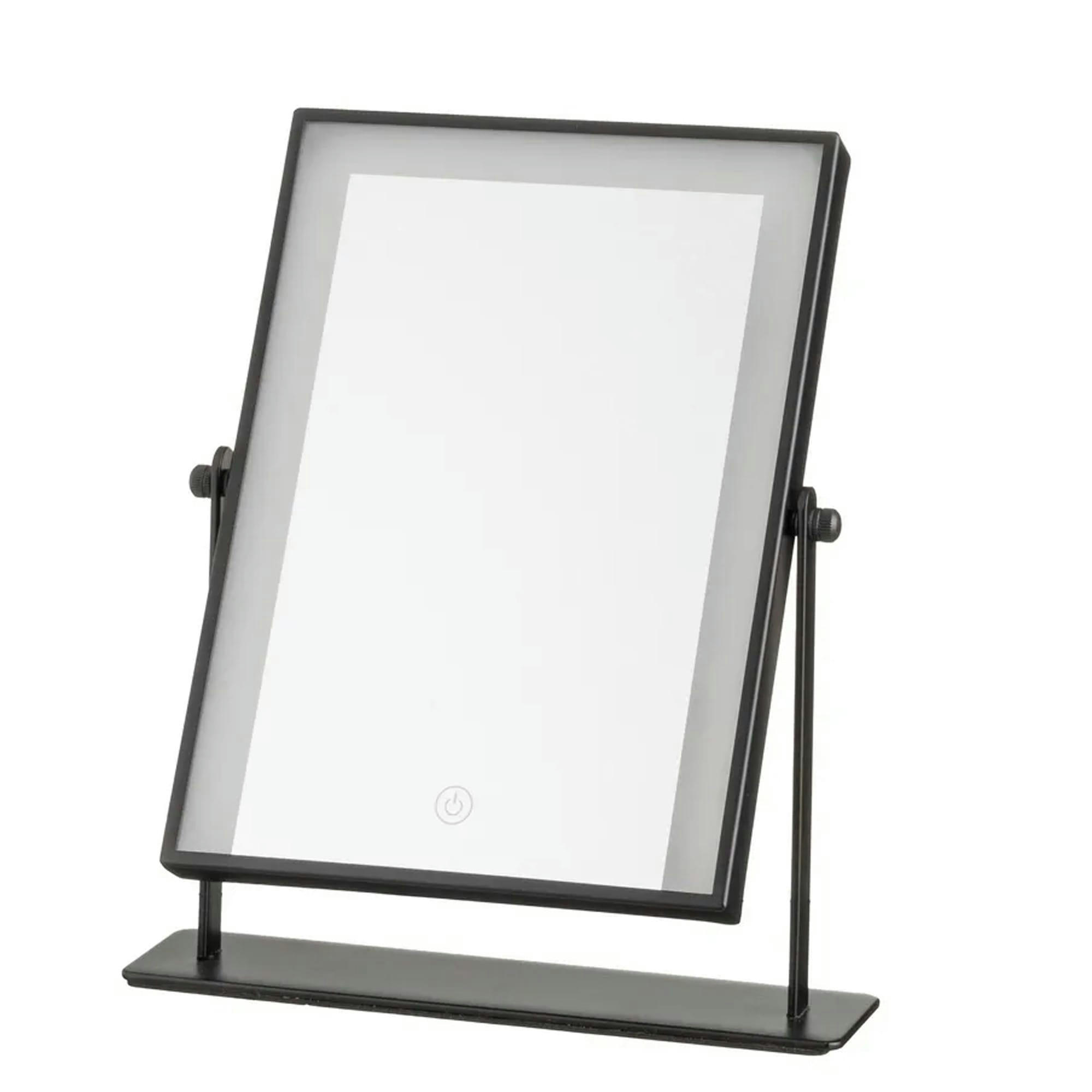 - Miroir de maquillage à poser lumineux led métal noir 24x6x29cm