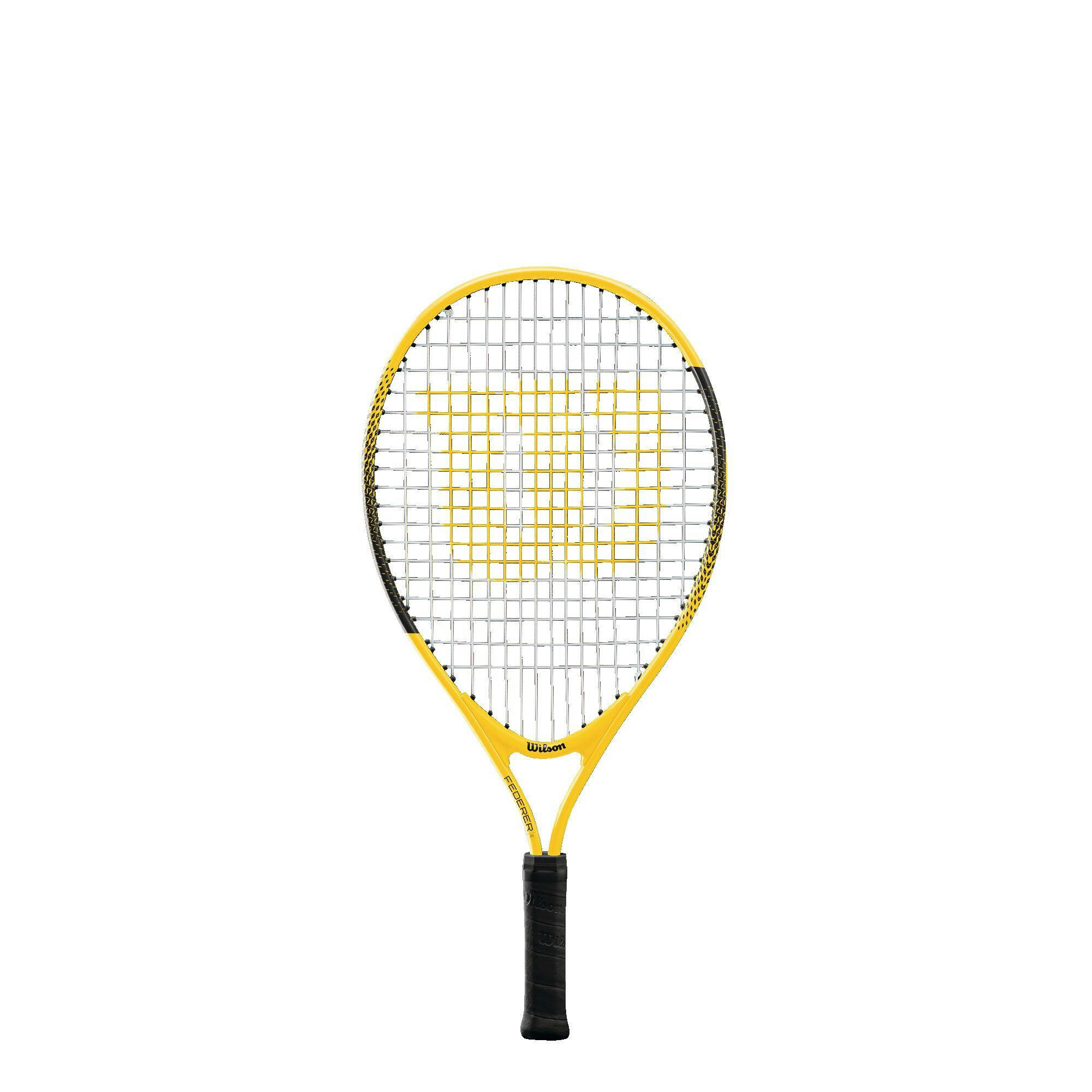 Wilson Federer Kids' Aluminum Junior Tennis Racquet/Racket, Black/Yellow, 21-in