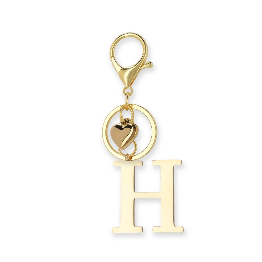 Manfield Goudkleurige bag charm letter H