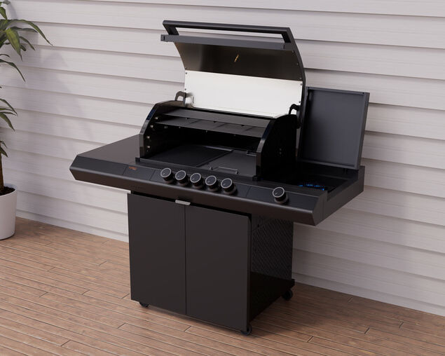 Ziegler & Brown Turbo Classic 5 Burner BBQ on Cart with Side Burner & Shelf (T Series)