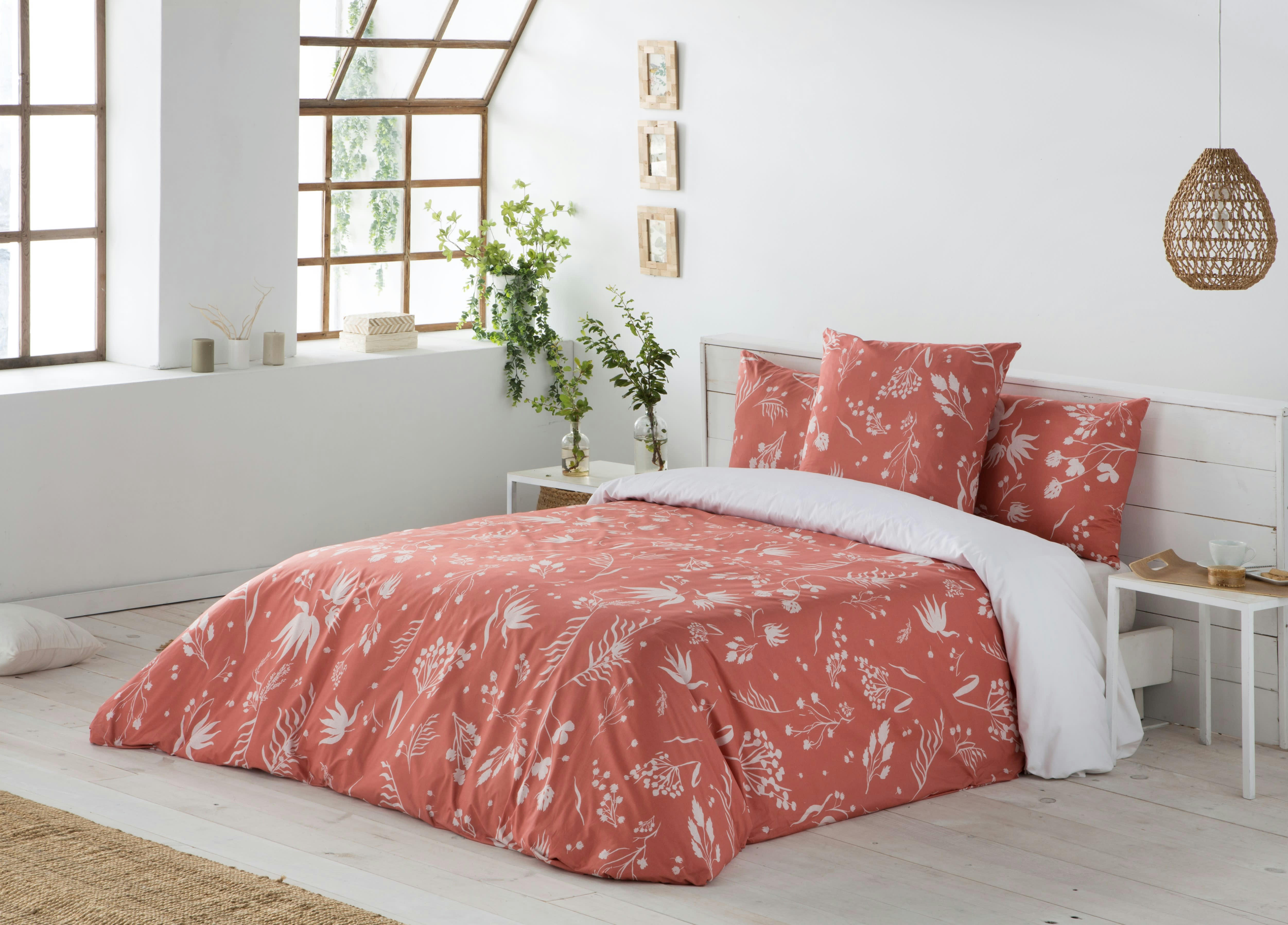 BLANCHETO CALDERA - Housse de couette imprimé en percale Coton Rouge 200x200 cm