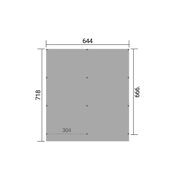 Doppelcarport, mit Dachbegrünung, (BxT): 6,44 x 6,66 cm, KDI