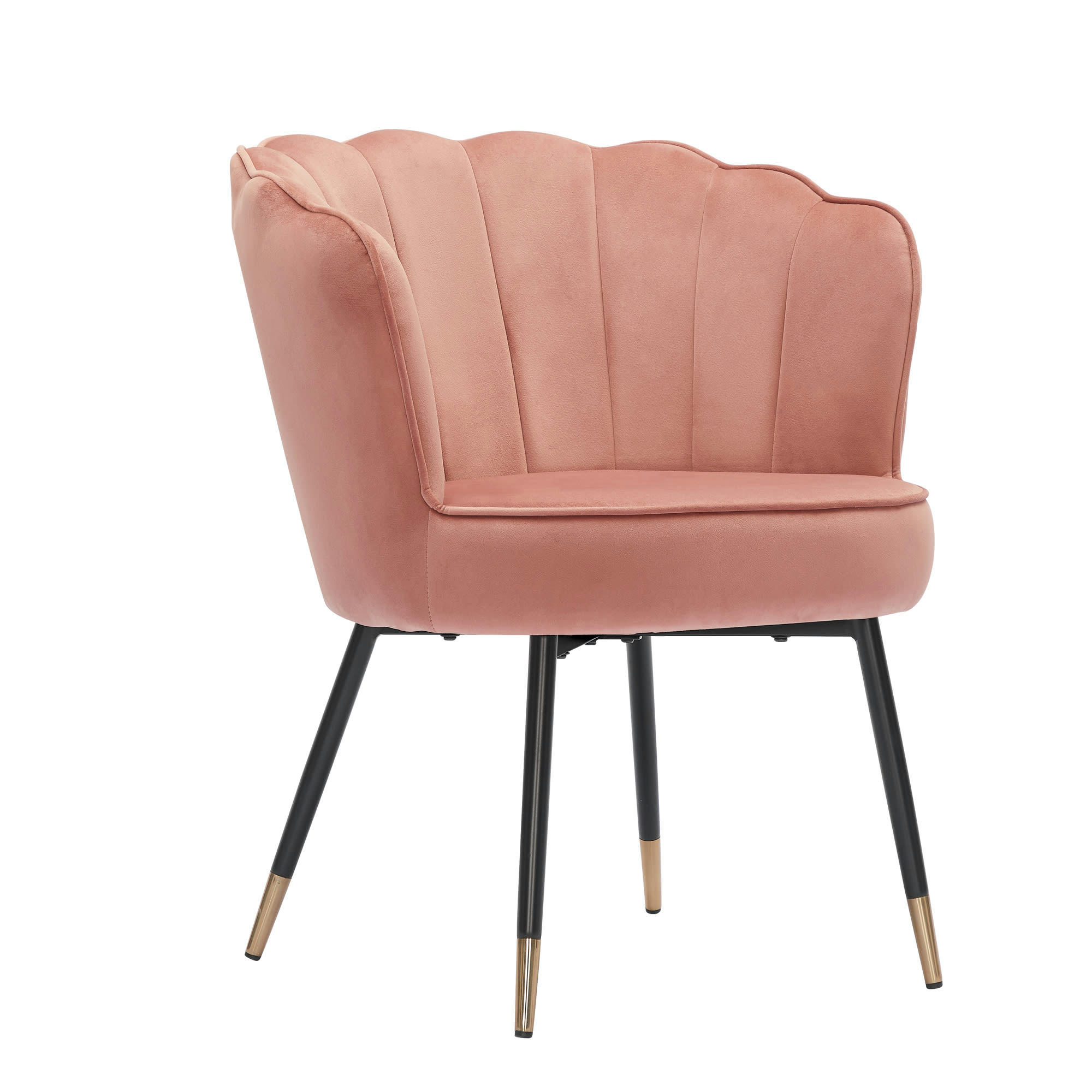 CALLISTA - Fauteuil  en velours rose avec pieds noir et doré
