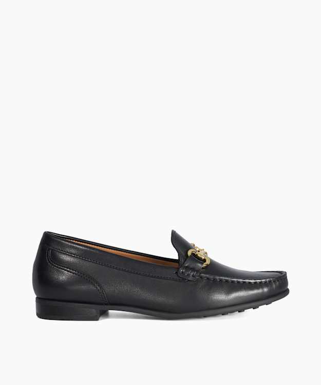 Glena Black - Leather Hardware-Detail Loafers