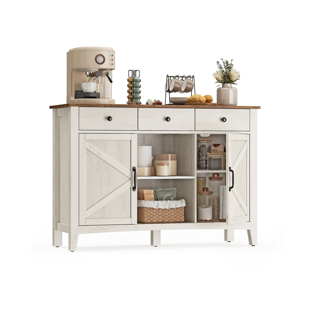 Buffet de rangement style campagne avec tiroir et étagère réglable