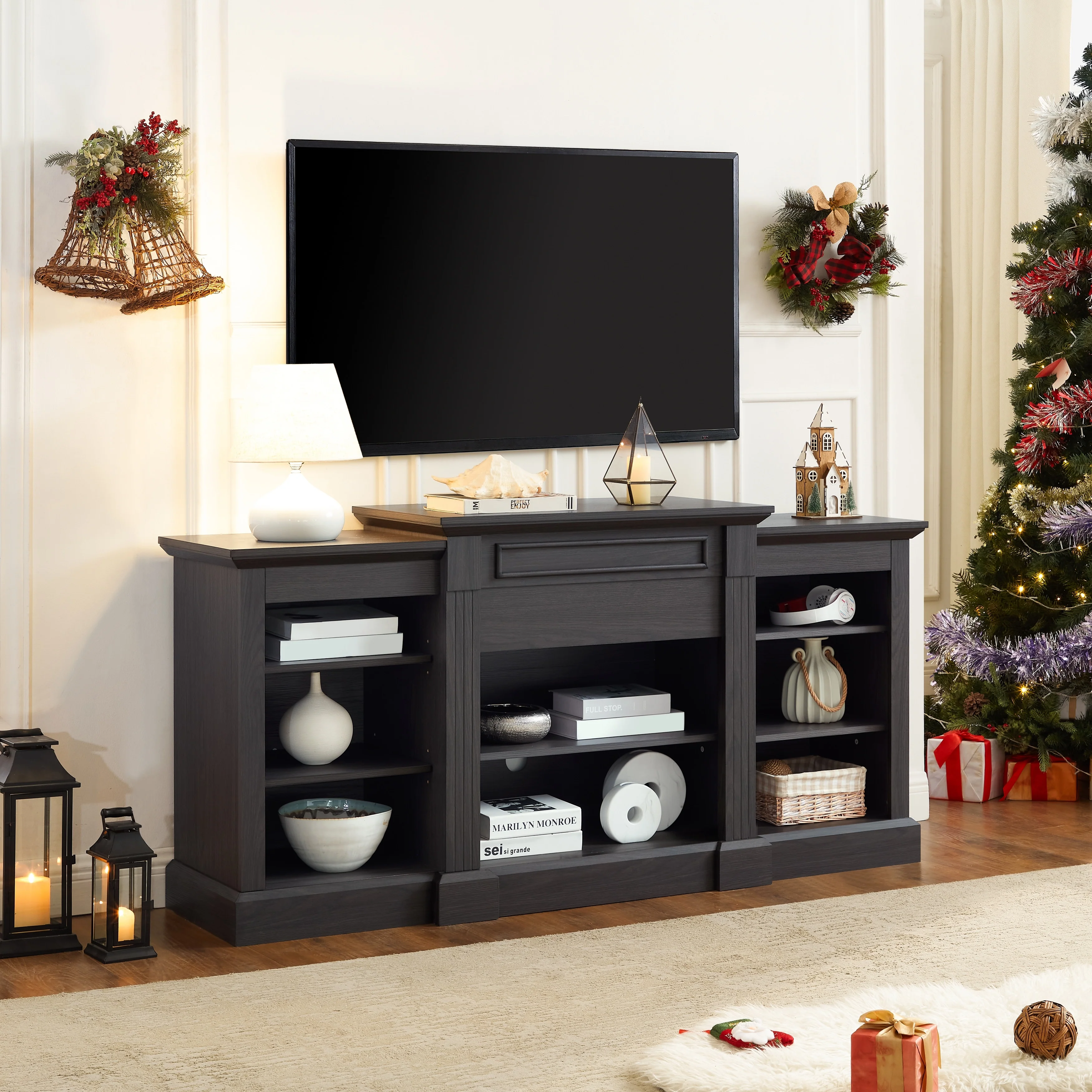 Media Console Table with Large Storage Cabinet