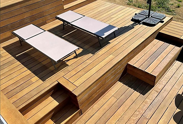 Kit terrasse de 15m² en bois exotique itauba Longueur 1250mm avec Lambourde et vis