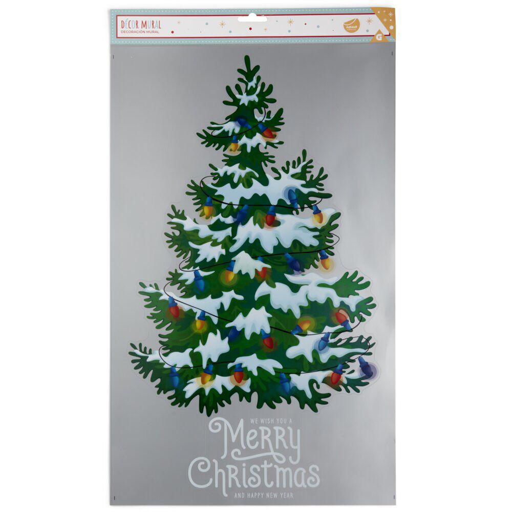 Décoration adhésive fenêtre et mur sapin de No&euml;l repositionnable