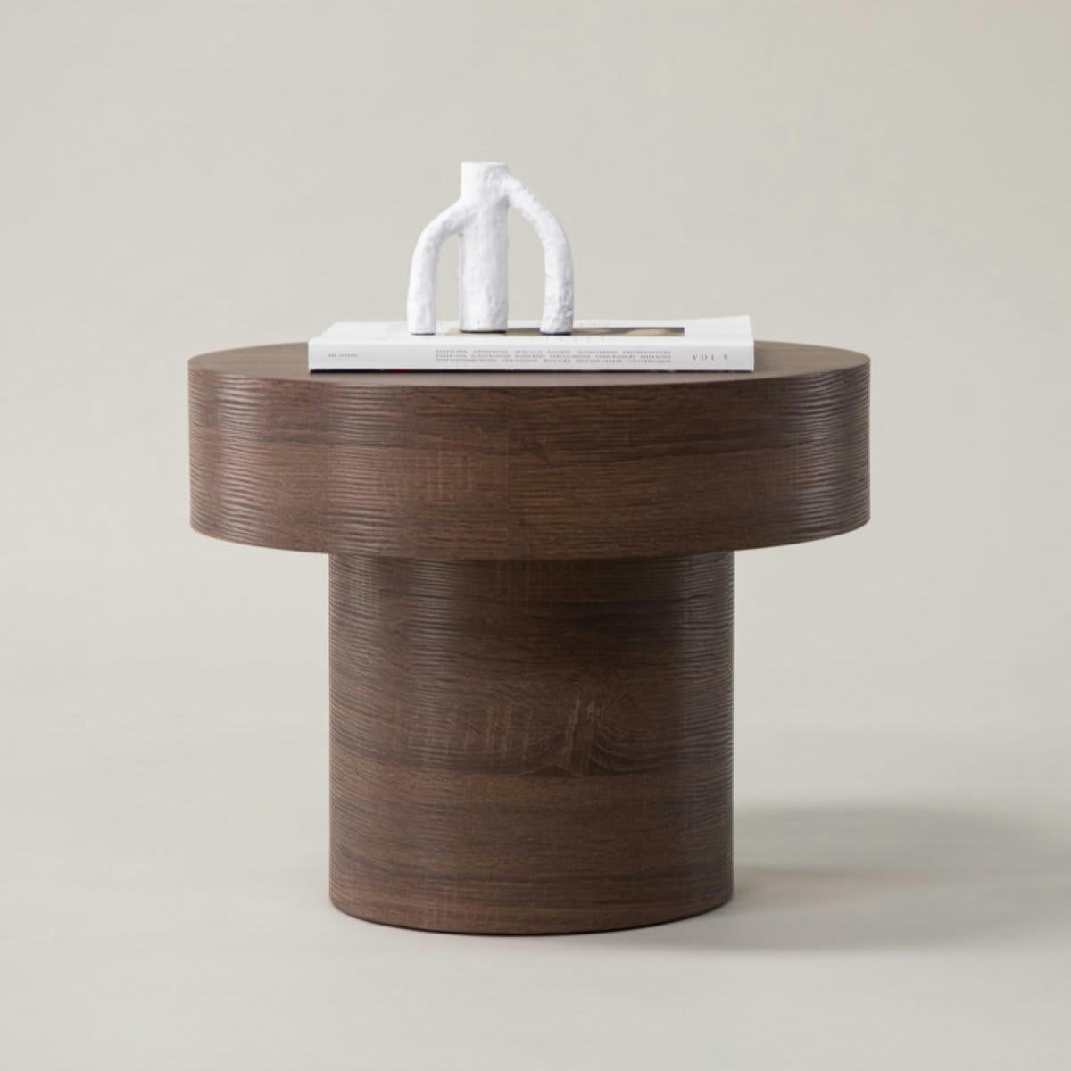 YBELLE - Table d'appoint cylindrique en bois 35cm