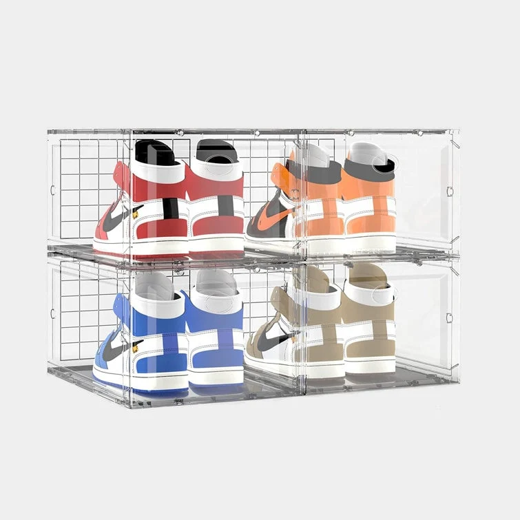 Foldable Storage Containe Plastic Shoe Storage Organizers Stackable Shoe Boxes Set