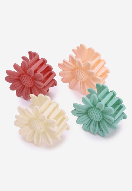 Womens 4pk Rust Matte Mini Flower Hair Clips