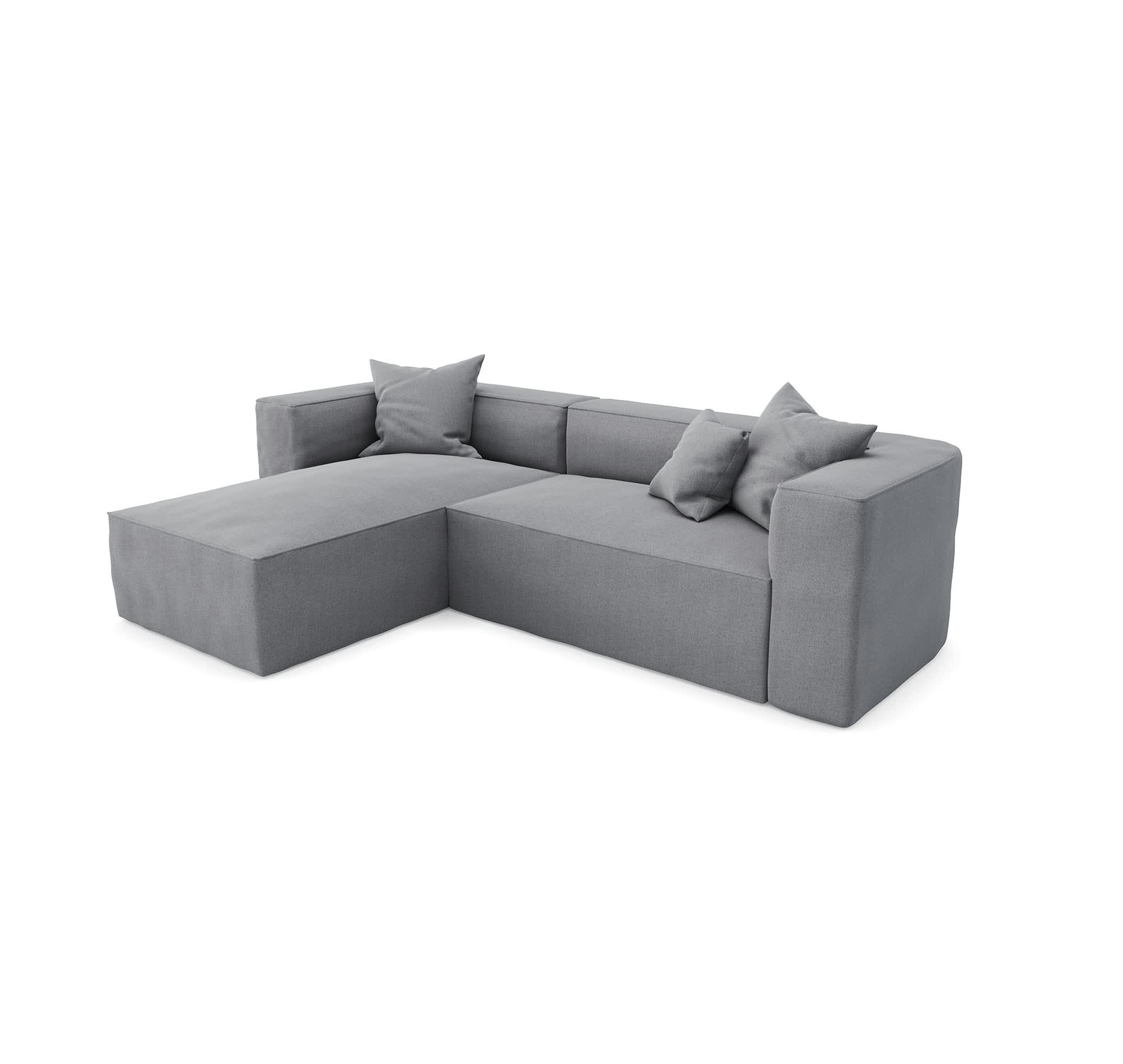 ALMA - Canapé d'angle gauche tissu tramé gris béton