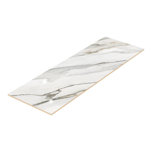 Faïence murale effet marbre brillant blanc et doré L.90 x l.30 cm x ép.8,7 mm, Oazis