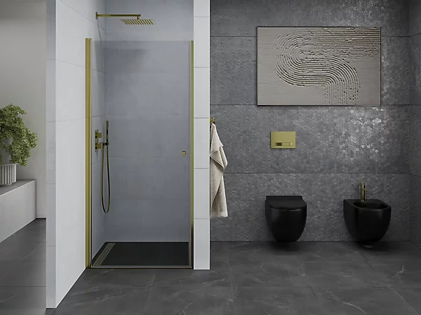 Mexen Pretoria porte de douche pivotante 70 cm, transparent, dorée - 852-070-000-50-00
