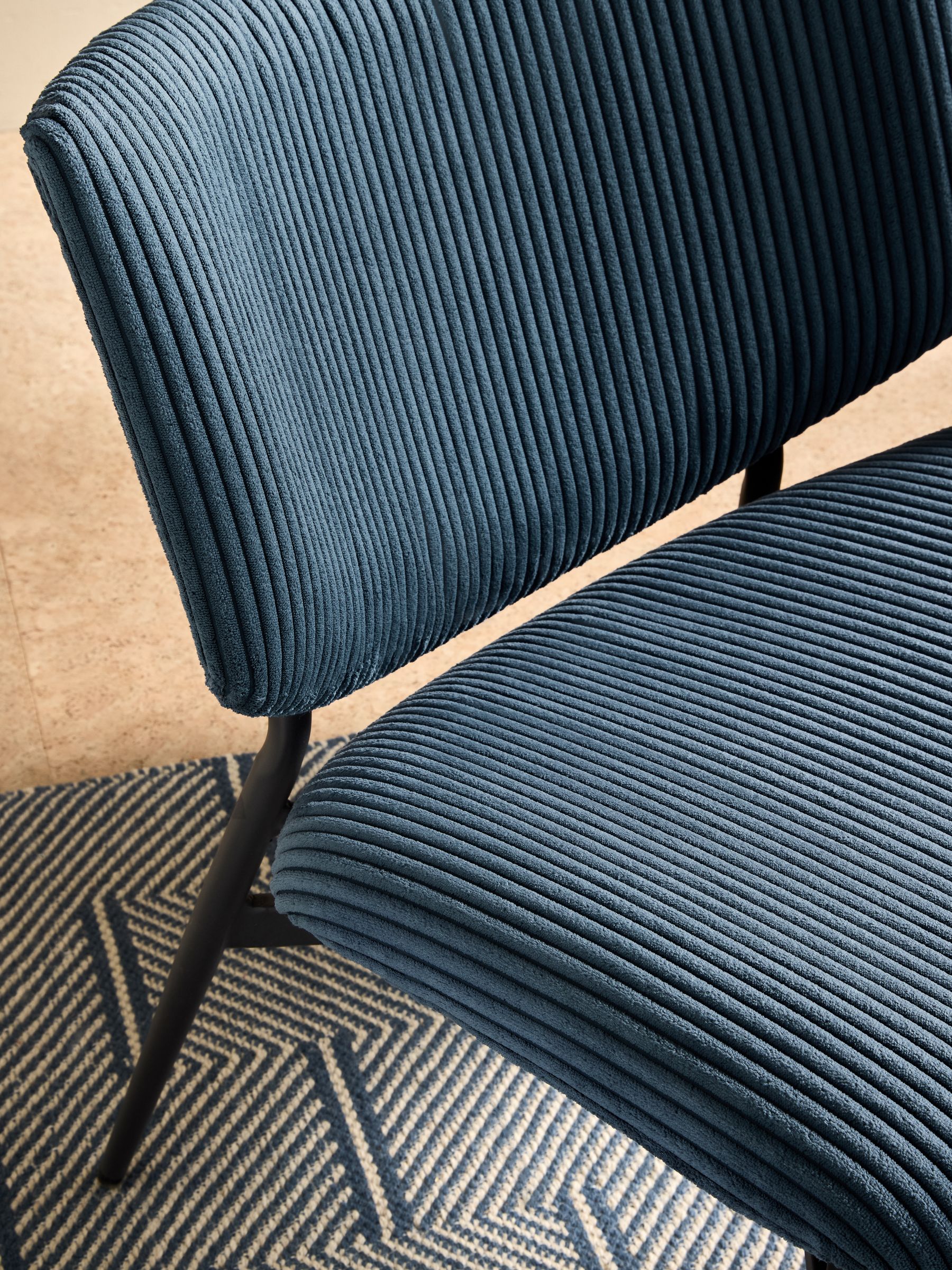 Kuta Accent Chair in Steel Blue Cord