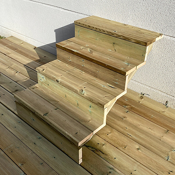 BERLIN Escalier extérieur bois 4 marches H 71cm L-80cm - avec contre marche