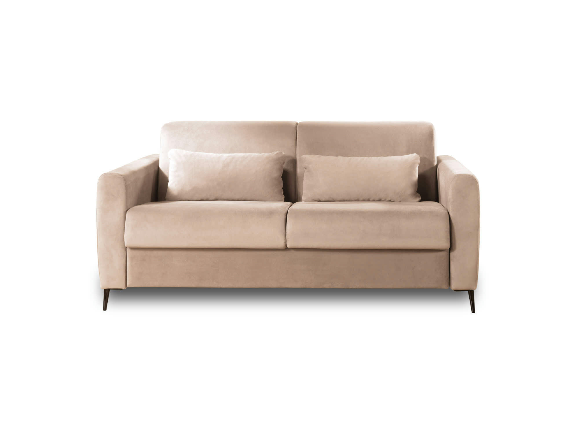 OWEN - Canapé droit convertible 3 places en velours beige