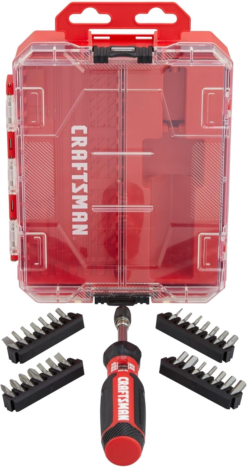 CRAFTSMAN Torque Screwdriver Set with Storage, 1 Phillips, Slotted, Hex, Torx and Square Screwdriving Bits, 29 Piece (CMHT68130)