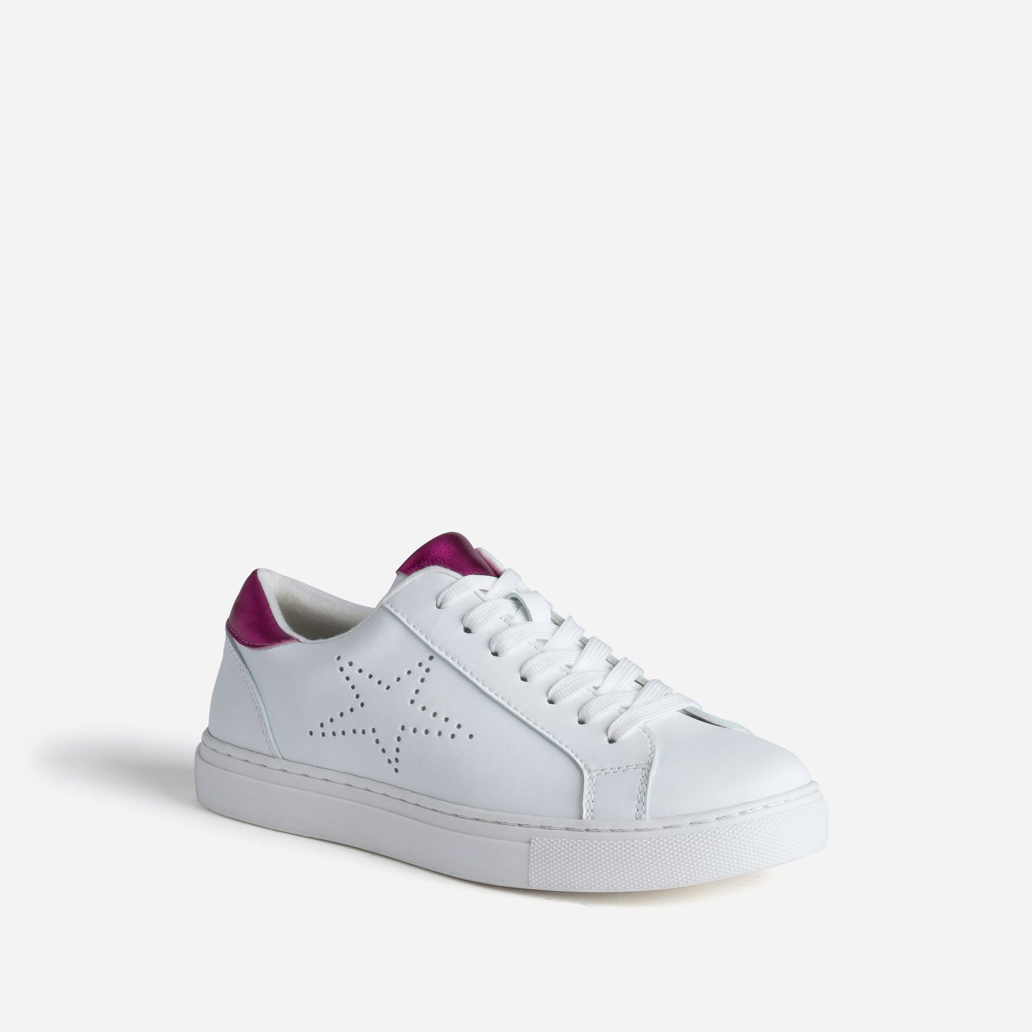 Tennis blanche détails fuchsia métallisé
