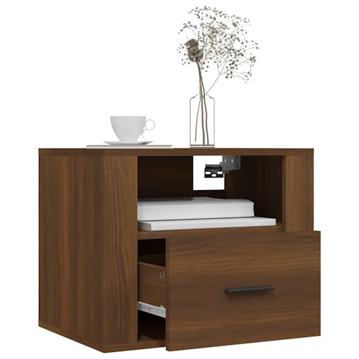 NNEVL Wall-mounted Bedside Cabinets 2 pcs Brown Oak 50x36x40 cm