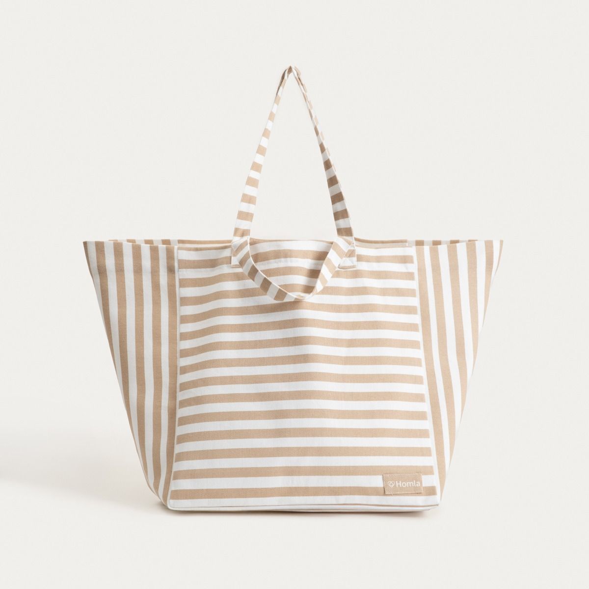 Torba plażowa TAVI bawełniana w beżowe paski 40x42x30cm