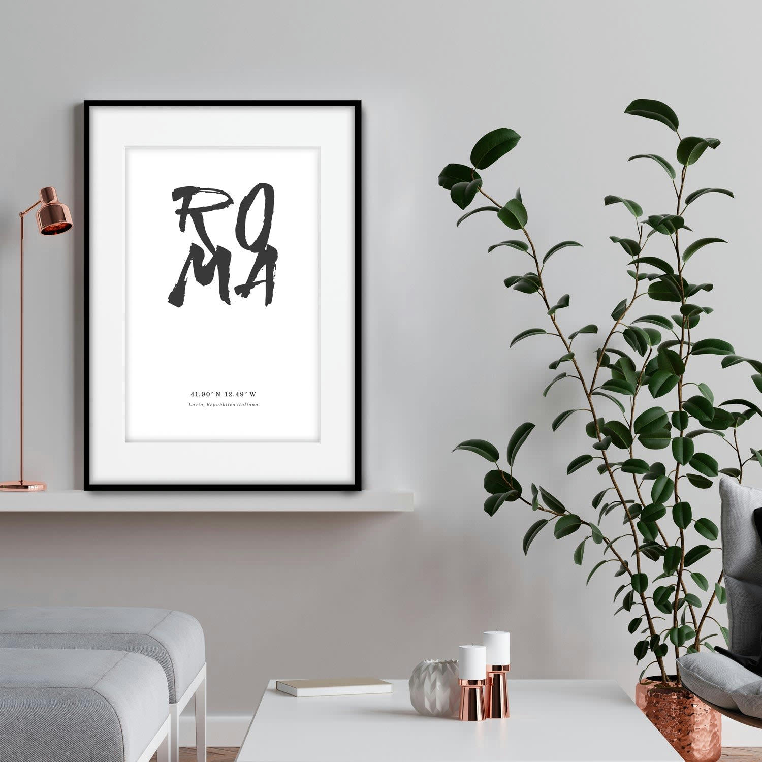 CIUDADES - Affiche avec cadre noir - Rome - 30x40