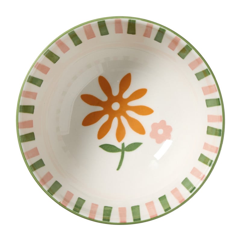 Schaaltje bloem streep klein - groen - &Oslash;12.1x5.8 cm