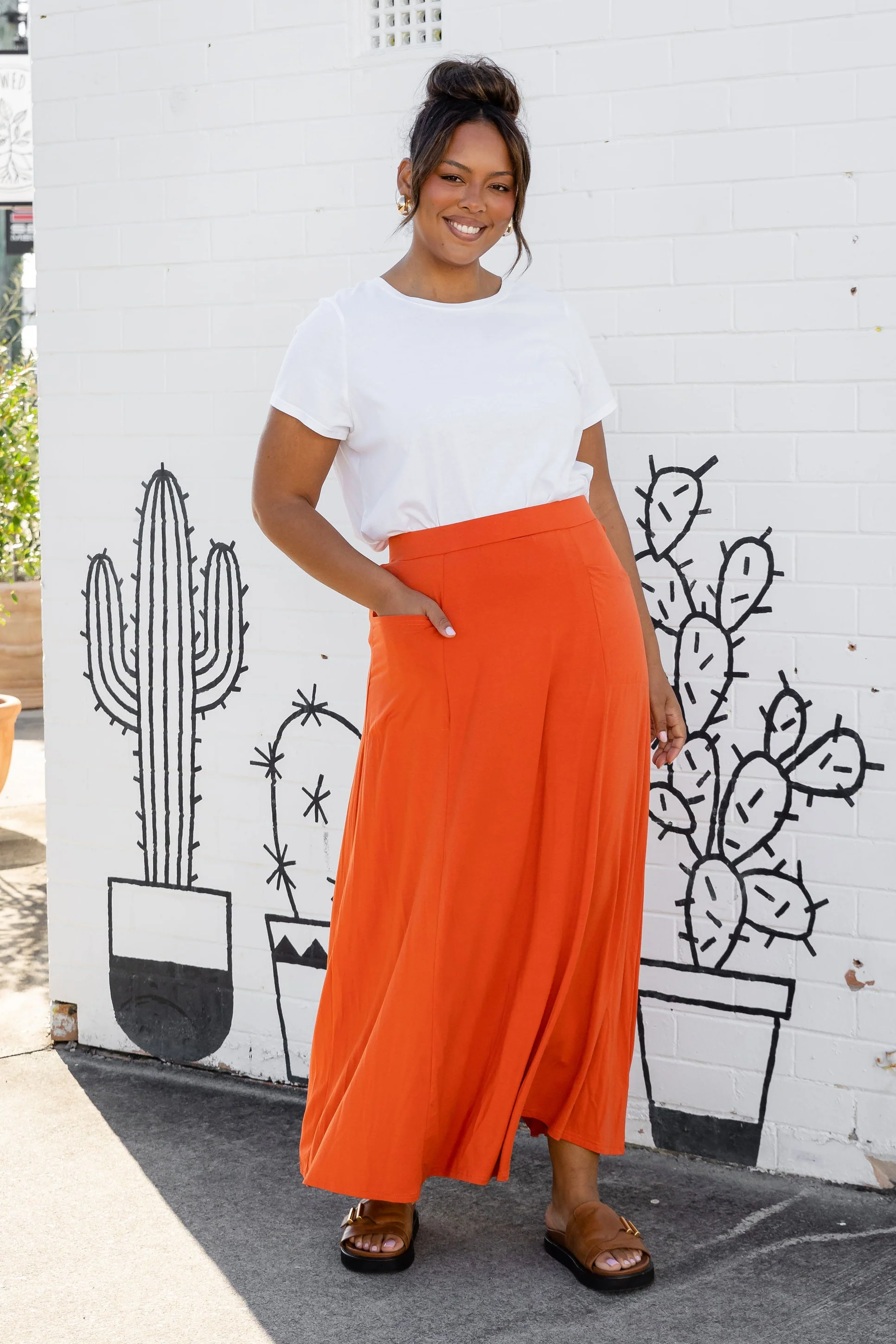 Olivia Maxi Skirt in Burnt Orange