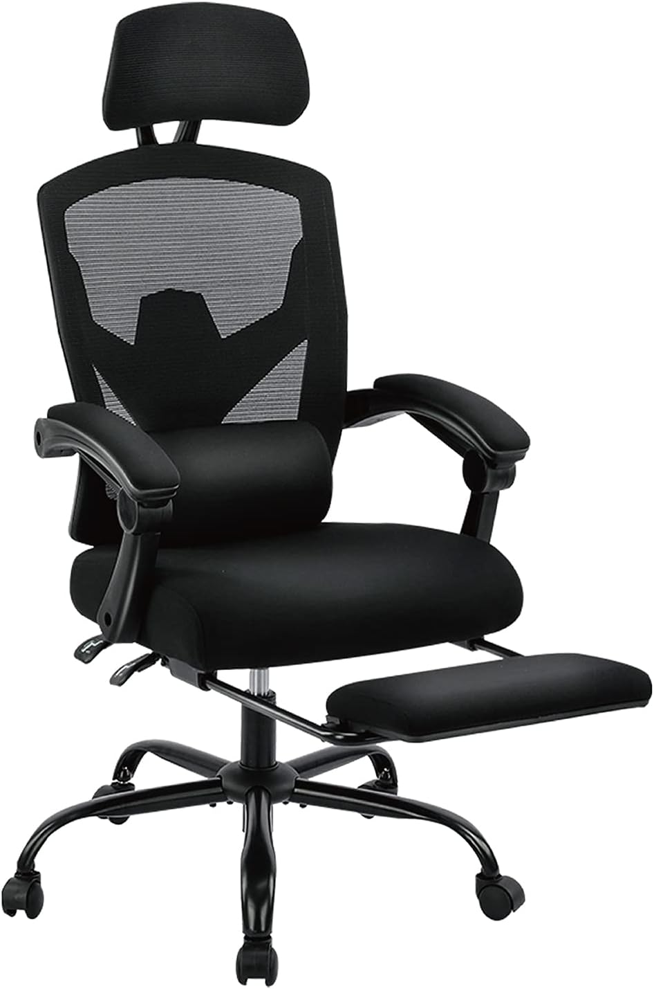 DUMOS Home Office Desk Chair with Footrest, High-Back Mesh Rolling Swivel Reclining Chairs with Wheels, Comfortable Headrest, Lumbar Support, Comfy Arms for Home, Office, Gaming, Student, Inky