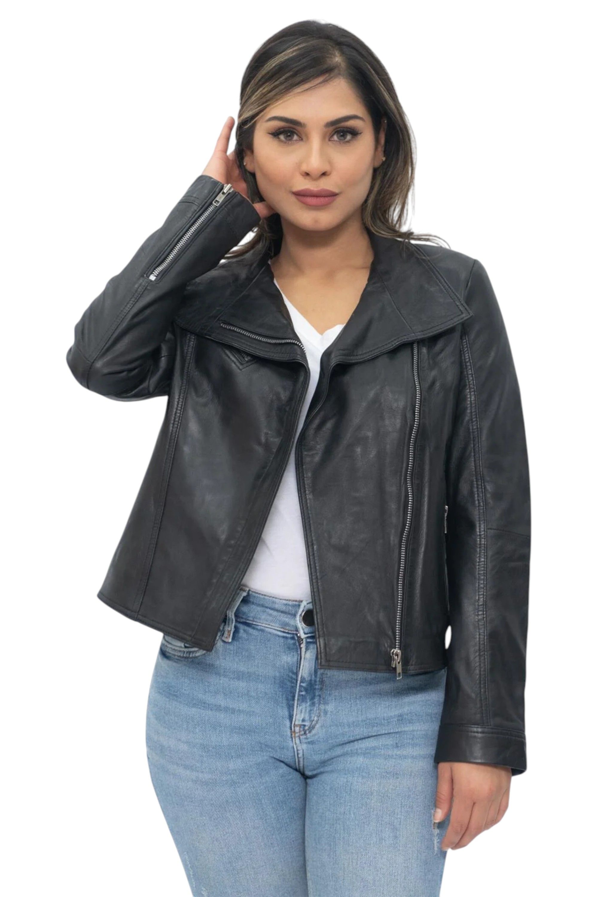 Infinity Leather Leather Shawl Wrap Biker Jacket - Riga