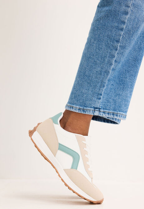 Womens Green Stripe Runner Square Trainers