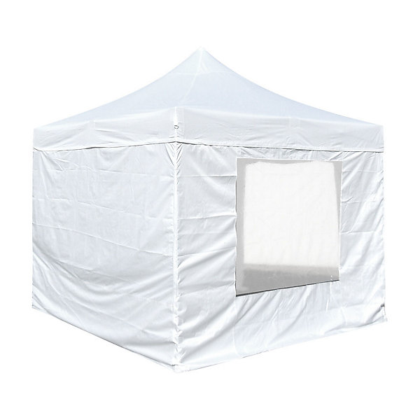 Murs pour tonnelle pliante3 x 3 mLot de 4 parois avec porte et fenêtres - Polyester enduit PVC - Blanc