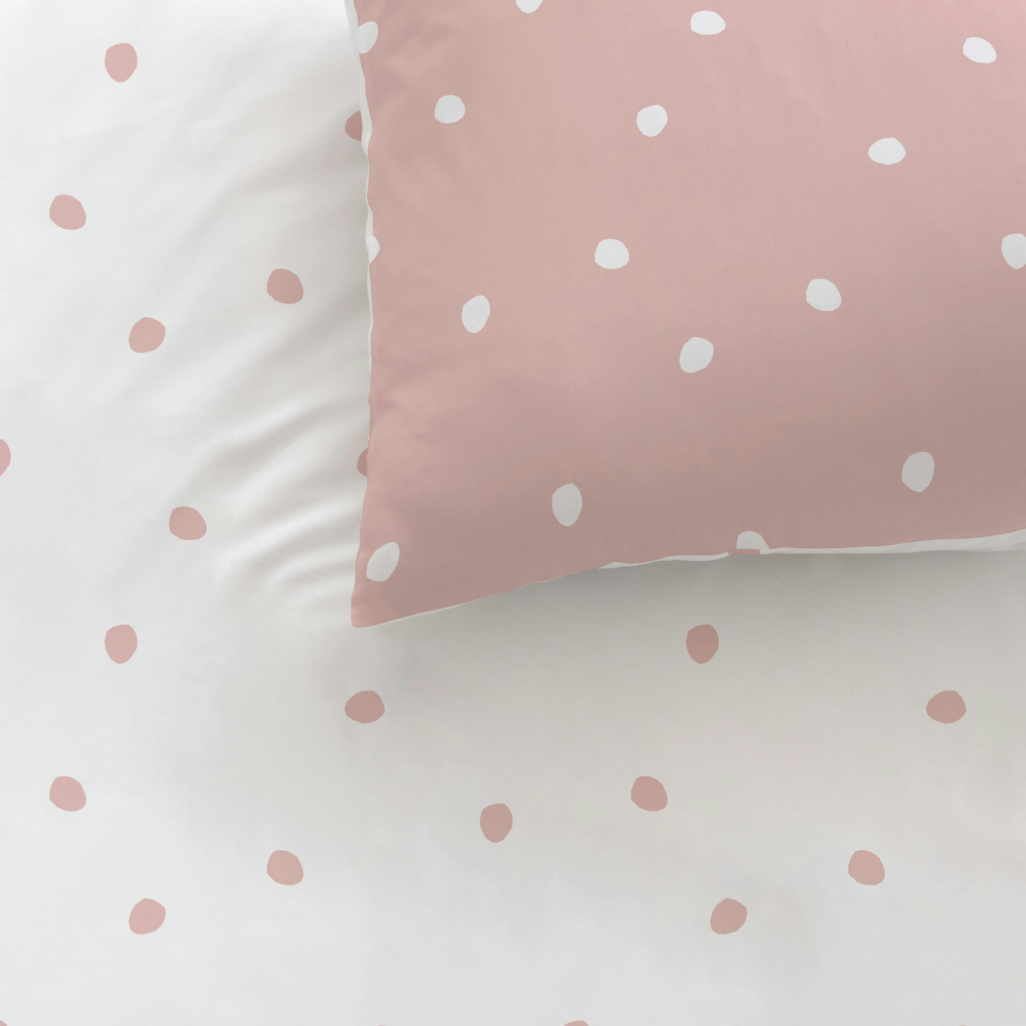 PINK SPOTS - Parure de lit imprimée en coton Rose 140x200+65x65cm
