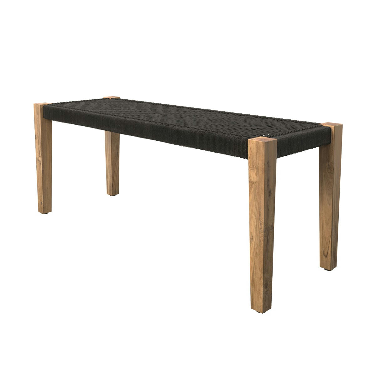 IBIZA - Banc en bois et corde tressée noire