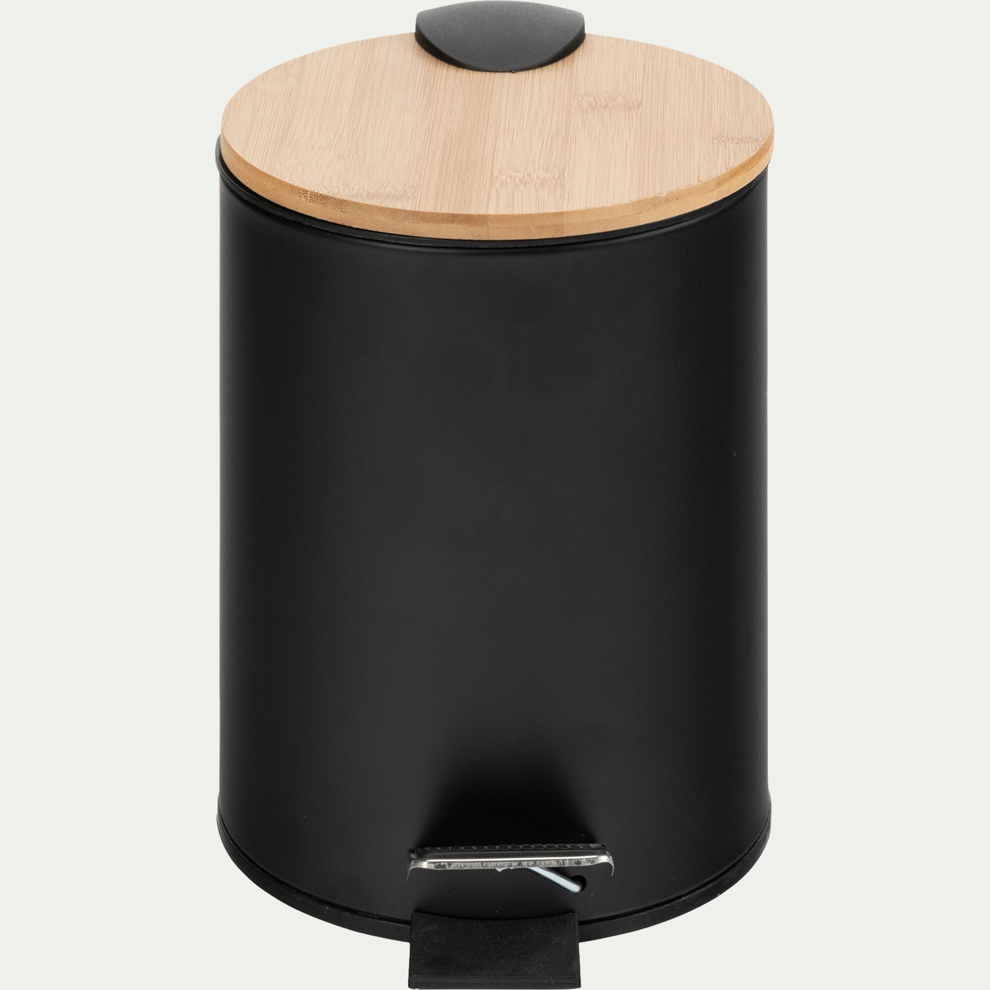 NATYS - Poubelle en métal et bambou 2,5L - noir