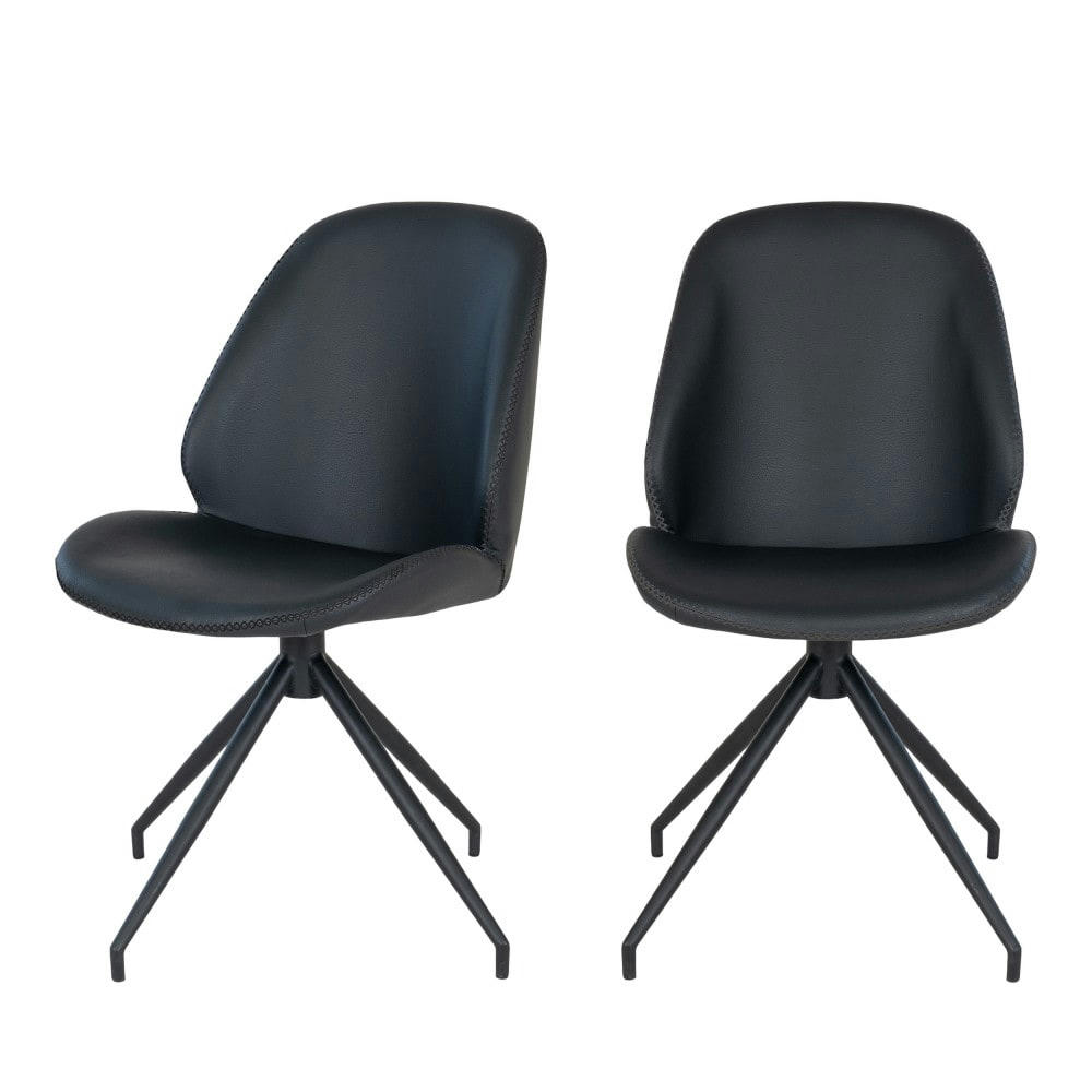 MONTE CARLO - Lot de 2 chaises en simili et métal noir
