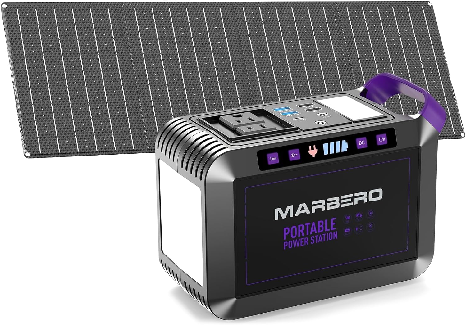 MARBERO 172Wh Solar Generator with 40W Solar Panel, Portable Solar Power Station 200W, Camping, Outdoor, Hiking, Fishing, Emergency, CPAP