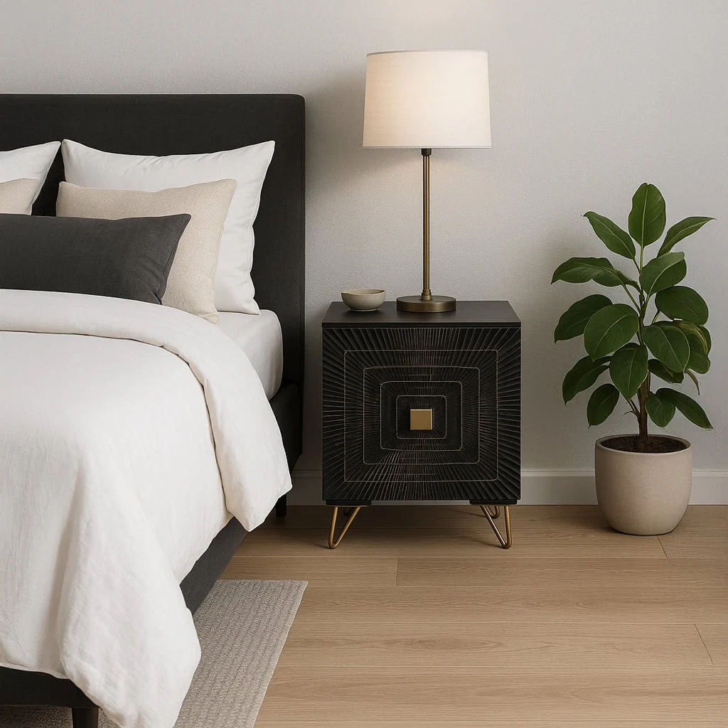 Mesa de Cabeceira Metal e Madeira TORA