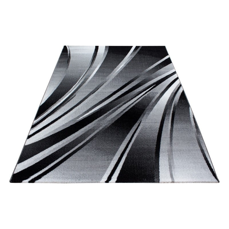 Dywan nowoczesny Parma czarny linie 80 cm x 150 cm