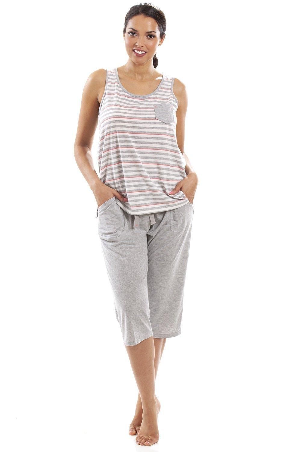 Camille Lightweight Striped Capri Bottom Pyjama Set